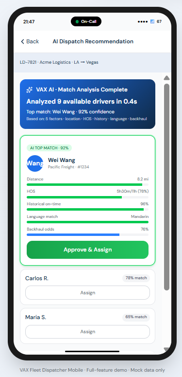 VAX Dispatch Mobile